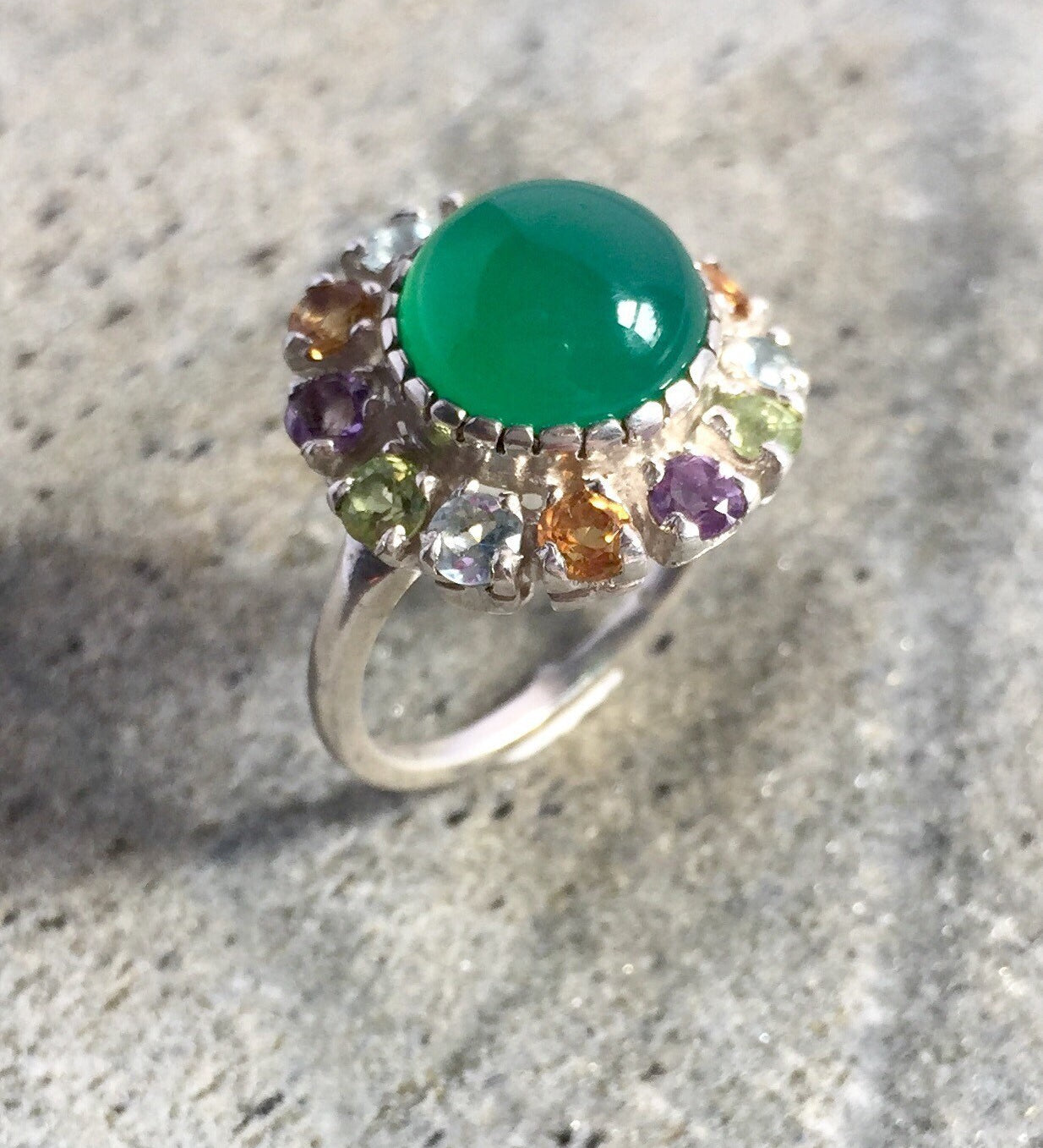 Emerald Ring, Topaz Ring, Natural Topaz, Vintage Emerald Ring, Antique Emerald Ring, Vintage Rings, Antique Ring, Solid Silver Ring