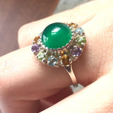 Flower Emerald Ring - Real Topaz Ring - Vintage Victorian Ring