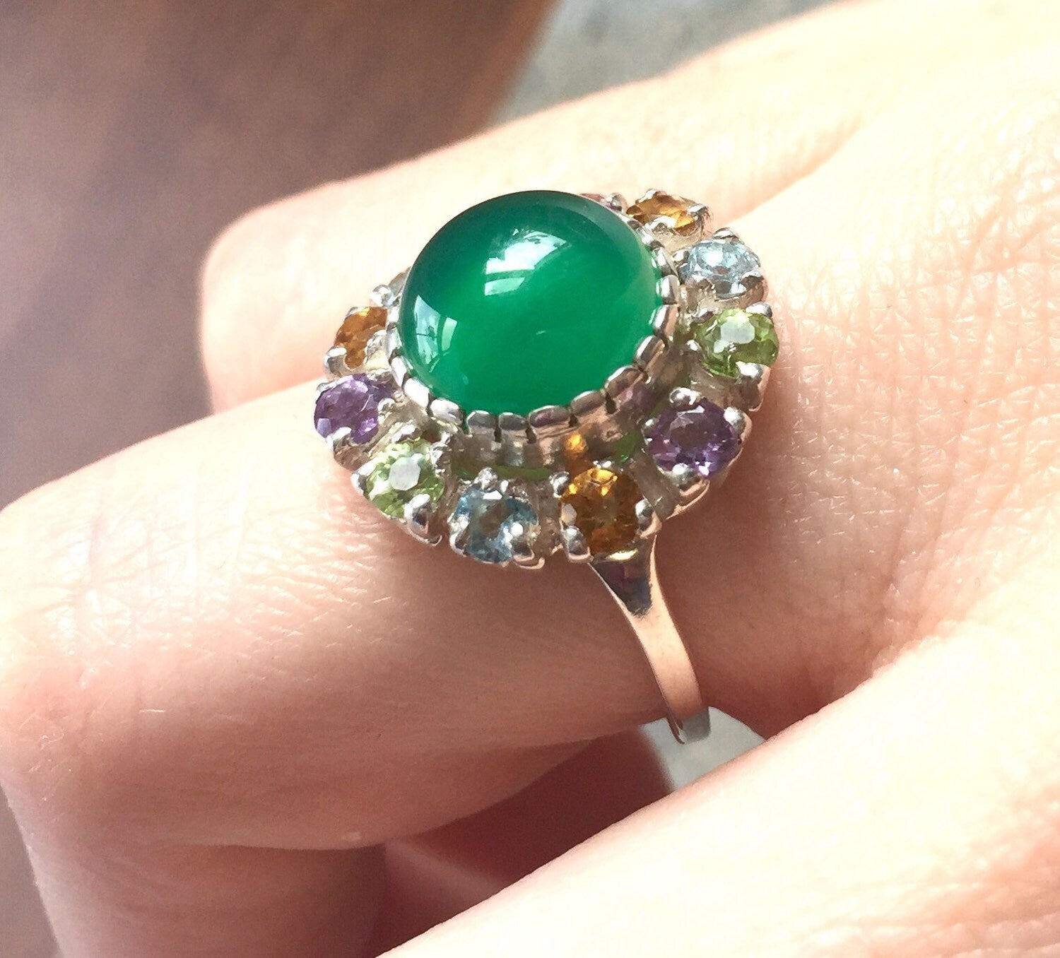 Emerald Ring, Topaz Ring, Natural Topaz, Vintage Emerald Ring, Antique Emerald Ring, Vintage Rings, Antique Ring, Solid Silver Ring