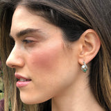 Emerald Long Earrings - Two Stone Earrings - Opal Vintage Earrings