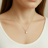 Gold Opal Pendant - Fire Opal Necklace - Dainty White Necklace
