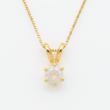 Fire Opal Pendant - Dainty Opal Necklace - October Birthstone Necklace