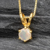 Gold Opal Pendant, Natural Opal, Ethiopian Opal, Gold Round Pendant, Gold Dainty Pendant, Gold Layering Pendant, October Birthstone, Opal