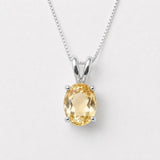 Genuine Citrine Pendant - Yellow Solitaire Necklace - November Birthstone Necklace