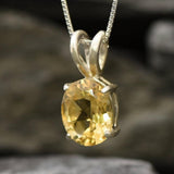 Gold Citrine Pendant -Genuine Citrine Necklace - November Birthstone Pendant