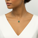 Elegant 925 Sterling Silver Emerald Pendant with Created Green Emerald, ideal for May birthdays and everyday wear.