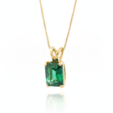 Sleek 18k Gold Vermeil emerald pendant with a vibrant created green emerald, ideal for casual wear and memorable gifts.