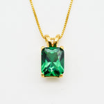Created Emerald Pendant made in 18k Gold Vermeil with Emerald Created Green Emerald in Solitaire setting, May Birthstone gift idea, symbolizes, ideal for everyday wear and perfect for birthday gifting and special occasions.