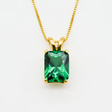 Created Emerald Pendant made in 18k Gold Vermeil with Emerald Created Green Emerald in Solitaire setting, May Birthstone gift idea, symbolizes, ideal for everyday wear and perfect for birthday gifting and special occasions.