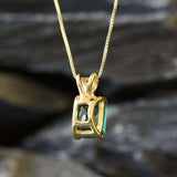 Emerald pendant, Created Emerald, Green Gem Necklace, Layering Necklace, Minimalist Pendant, Dainty Pendant, Square Pendant, Sterling Silver(1)