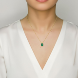 Emerald Pendant in 18k Gold Vermeil, minimalist solitaire with created green emerald, perfect for gifts and daily wear.