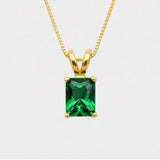 Created Emerald Pendant made in 18k Gold Vermeil with Emerald Created Green Emerald in Solitaire setting, May Birthstone gift idea, symbolizes, ideal for everyday wear and perfect for birthday gifting and special occasions.