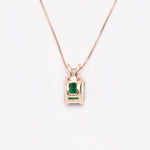 Rose Gold Vermeil Emerald Necklace with Created Emerald, a timeless May Birthstone gift for daily wear and special celebrations.