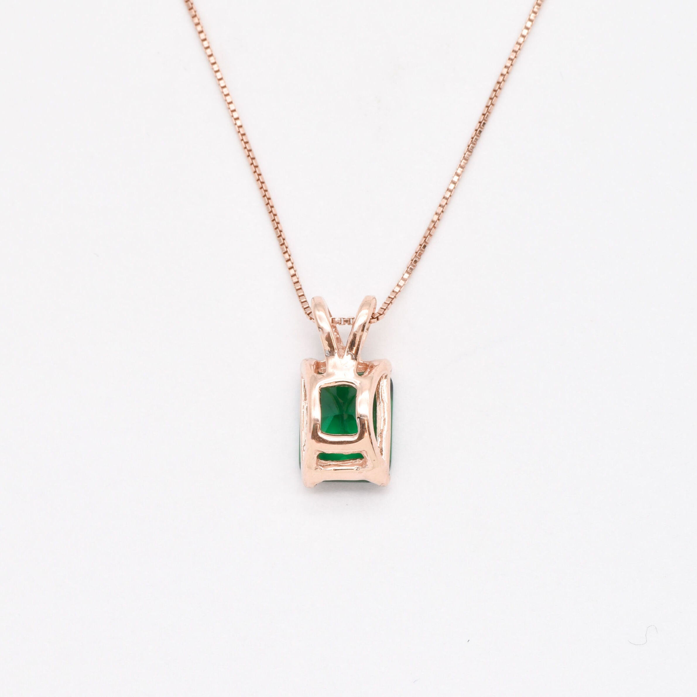 Rose Gold Vermeil Emerald Necklace with Created Emerald, a timeless May Birthstone gift for daily wear and special celebrations.