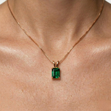 Rose Gold Vermeil Emerald Pendant in Solitaire setting, May Birthstone gift for special occasions and everyday elegance.