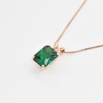 Elegant Rose Gold Vermeil Pendant featuring a Created Emerald, perfect for May birthdays or everyday sophistication.