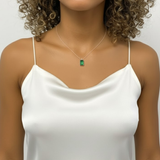 Rose Gold Vermeil pendant with a rich green Created Emerald, a stunning choice for birthday gifts and elegant daily wear.
