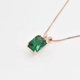 Emerald pendant, Created Emerald, Green Gem Necklace, Layering Necklace, Minimalist Pendant, Dainty Pendant, Square Pendant, Sterling Silver(3)