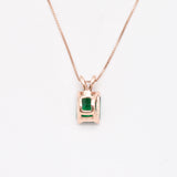 Emerald pendant, Created Emerald, Green Gem Necklace, Layering Necklace, Minimalist Pendant, Dainty Pendant, Square Pendant, Sterling Silver(3)