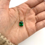 Emerald pendant, Created Emerald, Green Gem Necklace, Layering Necklace, Minimalist Pendant, Dainty Pendant, Square Pendant, Sterling Silver(3)