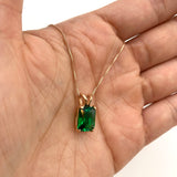 Emerald pendant, Created Emerald, Green Gem Necklace, Layering Necklace, Minimalist Pendant, Dainty Pendant, Square Pendant, Sterling Silver(3)