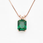 Created Emerald Pendant made in Rose Gold Vermeil with Emerald Created Green Emerald in Solitaire setting, May Birthstone gift idea, symbolizes, ideal for everyday wear and perfect for birthday gifting and special occasions.