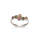 Colorful Bypass Ring - Genuine Tourmaline Ring - Multicolor Vintage Band