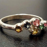 Colorful Bypass Ring - Genuine Tourmaline Ring - Multicolor Vintage Band