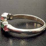 Colorful Bypass Ring - Genuine Tourmaline Ring - Multicolor Vintage Band