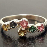 Colorful Bypass Ring - Genuine Tourmaline Ring - Multicolor Vintage Band