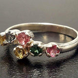 Colorful Bypass Ring - Genuine Tourmaline Ring - Multicolor Vintage Band