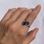 Charming two-stone created sapphire ring in 925 sterling silver, a heartfelt gift for special occasions and September birthdays.