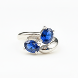 Stylish sterling silver ring featuring baguette blue sapphires, ideal for everyday wear and meaningful gift for loved ones.