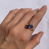 Stunning 18k Gold Vermeil Sapphire Ring with Baguette Blue Sapphire, a perfect symbol of sincerity and a thoughtful gift choice.