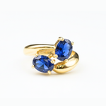 Exquisite Created Sapphire Ring in 18k Gold Vermeil, featuring Baguette Blue Sapphire, a timeless piece for any occasion.