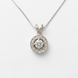 Gold Diamond Pendant - Round Diamond Halo Necklace - Dainty Diamond Necklace
