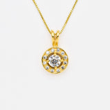 Gold Diamond Pendant - Round Diamond Halo Necklace - Dainty Diamond Necklace