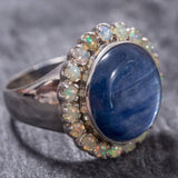 Kyanite Ring - Opal Victorian Ring - Blue Statement Ring
