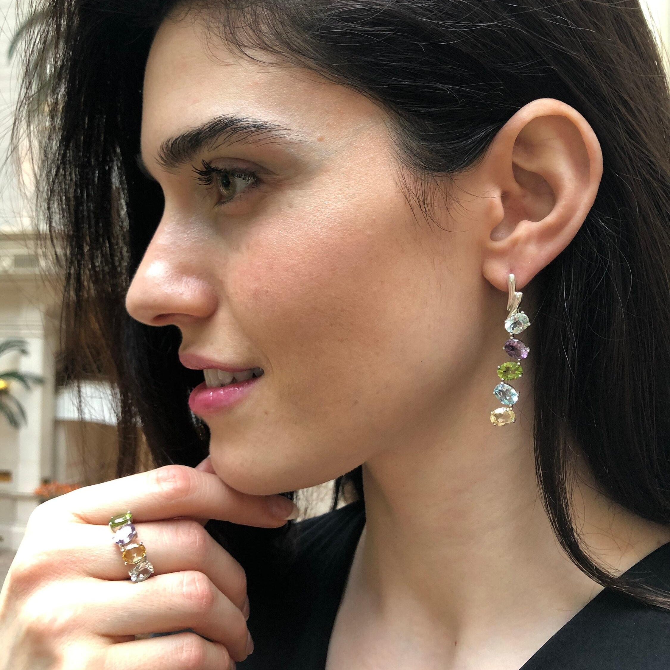 Topaz Ring, Birthstone Ring, Natural Citrine, Natural Amethyst, Natural Peridot, Natural Topaz, Healing Stones, Sterling Silver Ring