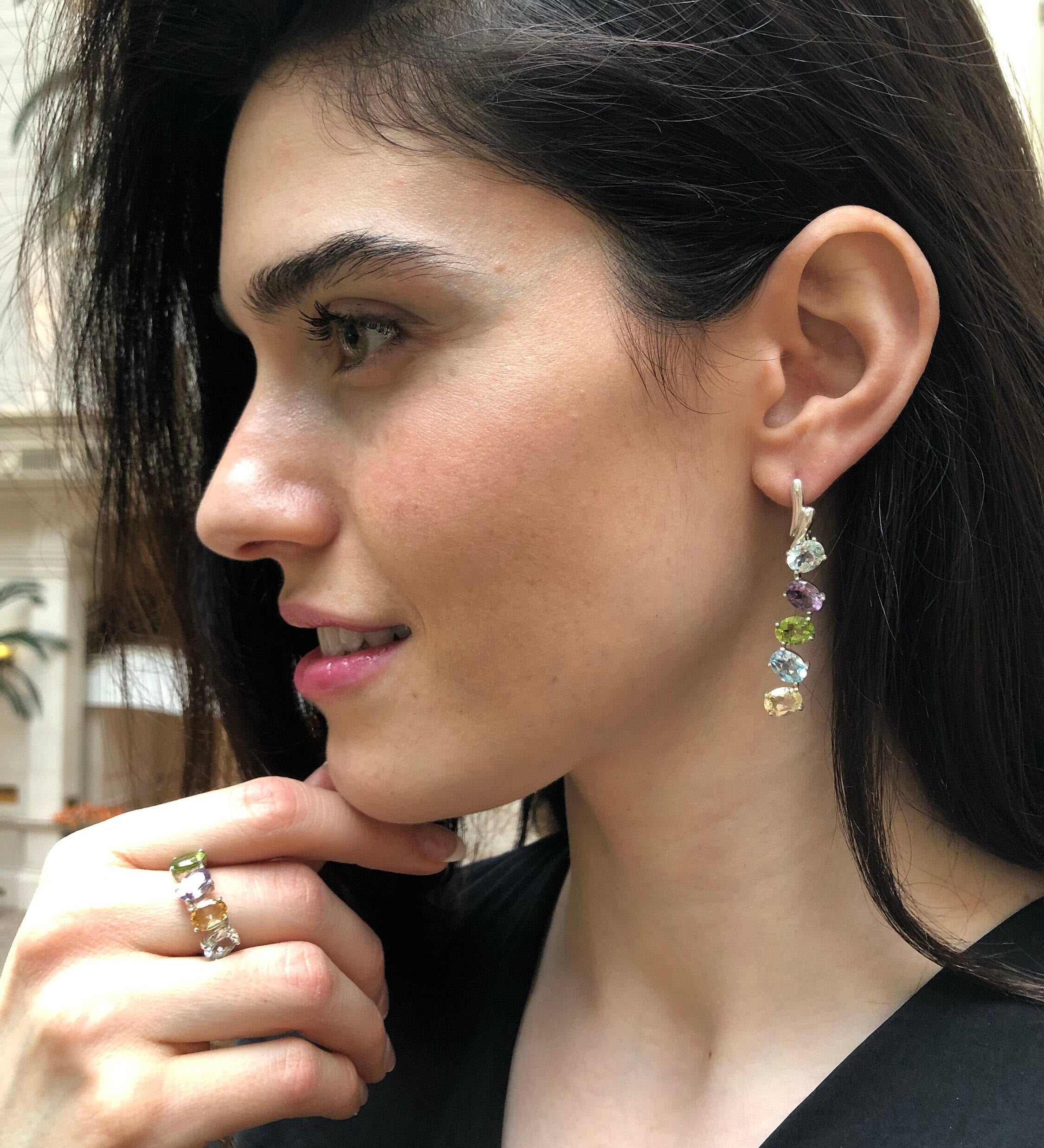 Topaz Ring, Birthstone Ring, Natural Citrine, Natural Amethyst, Natural Peridot, Natural Topaz, Healing Stones, Sterling Silver Ring