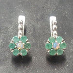 Natural Emerald Earrings made in 925 Sterling Silver with Round Natural Green Emerald in Cluster setting, May Birthstone gift idea, symbolizes growth, harmony, and deep emotional healing, ideal for everyday wear and perfect for birthday gifting and special occasions.