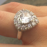 Heart Engagement Ring - White Topaz Ring, Heart Diamond Ring