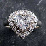 Heart Engagement Ring - White Topaz Ring, Heart Diamond Ring