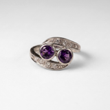 Amethyst Vintage Ring - Two Stone Ring - February Birthstone Ring