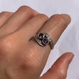 Amethyst Vintage Ring - Two Stone Ring - February Birthstone Ring