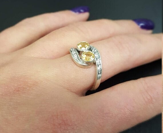 Amethyst Ring, Natural Amethyst, February Birthstone, 2 Stone Ring, Unique Vintage Ring, Purple Ring, Purple Vintage Ring, 925 Silver Ring