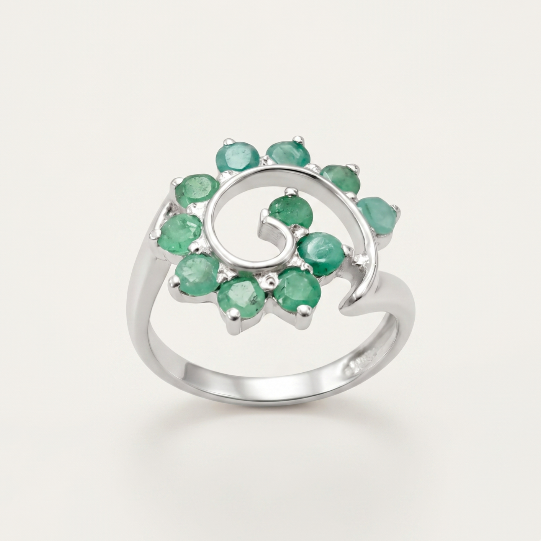 Natural Emerald Ring made in 925 Sterling Silver with Round Natural Green Emerald in Prong setting, May Birthstone gift idea, symbolizes growth, harmony, and deep emotional healing, ideal for everyday wear and perfect for birthday gifting and special occasions.