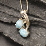 GENUINE Larimar Pendant - Twin Stone Necklace - Sky Blue Pendant