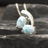 GENUINE Larimar Pendant - Twin Stone Necklace - Sky Blue Pendant