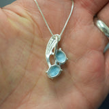 GENUINE Larimar Pendant - Twin Stone Necklace - Sky Blue Pendant